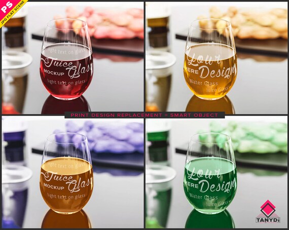 Juice Glass On Table Photoshop Print Mockup Red Orange Etsy