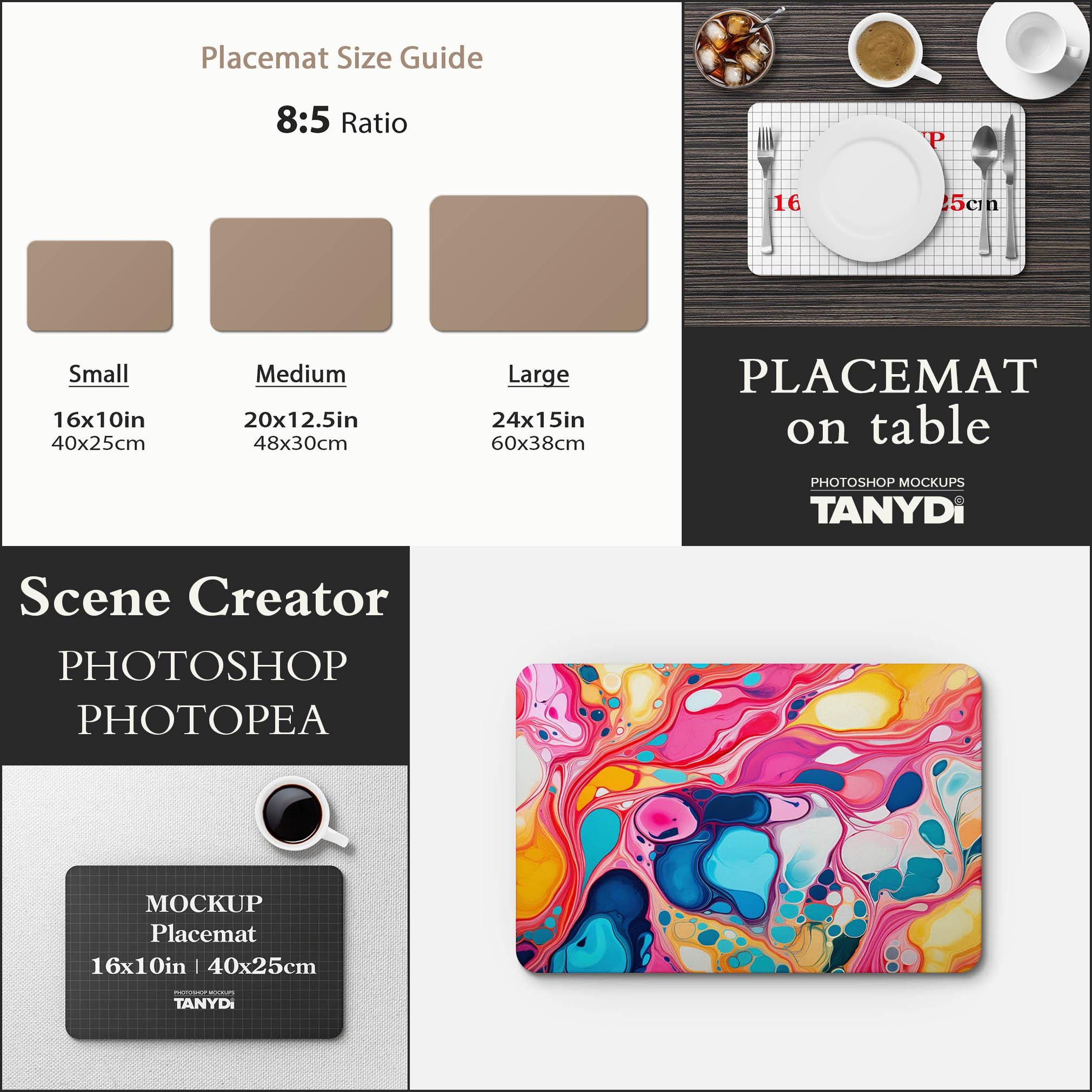 Rectangle Placemat on Table, Rounded Corners Mat, Photoshop Photopea ...