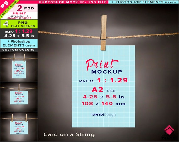 A2 Greeting Card 4 25x5 5 Photoshop Print Mockup D 10 Empty Etsy