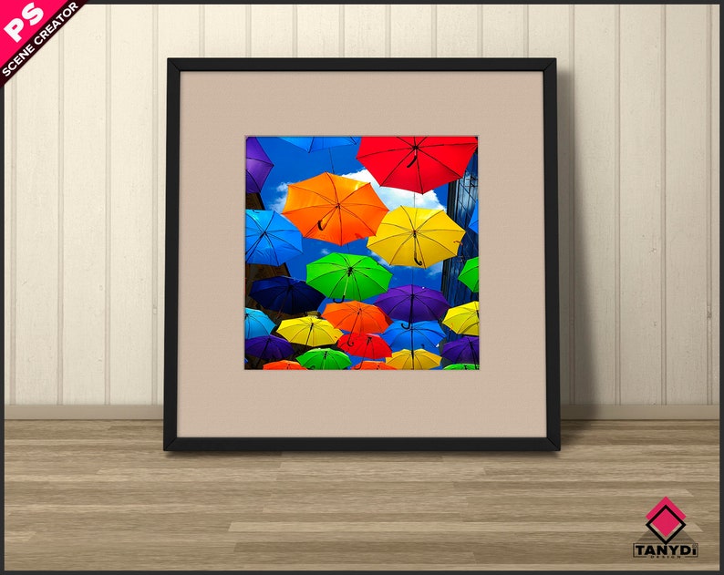 Download Square Frame on Floor Photoshop Print Mockup PNG Metal ...