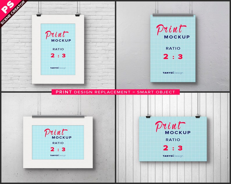 8x12 Poster on Wall Print Mockup 12x18 Vertical