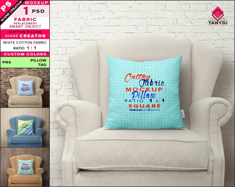 Download Square Decorative Pillow Photoshop Fabric Mockup PNG White ...