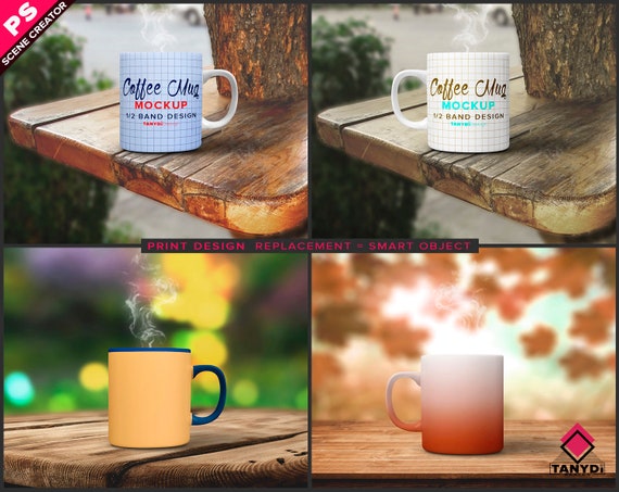 Coffee Mug 11oz Photoshop Print Mockup M3 Png White Right Etsy