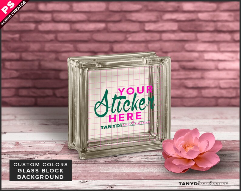 Decorative Glass Block Sticker Mockup Glass block Etsy