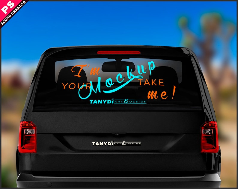 Download Decal on Black Car Rear Window Photoshop Sticker Mockup | Etsy