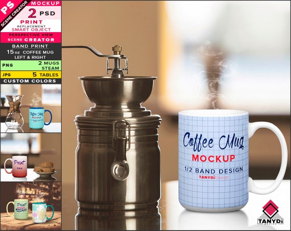 Coffee Mug 15oz Photoshop Print Mockup M10 Png White Right Etsy