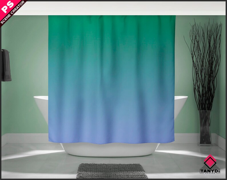Download Square Bathroom Shower Curtain Photoshop Curtain Mockup | Etsy