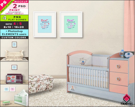 8x10 Frame On Nursery Wall Photoshop Print Mockup 4 Png Etsy