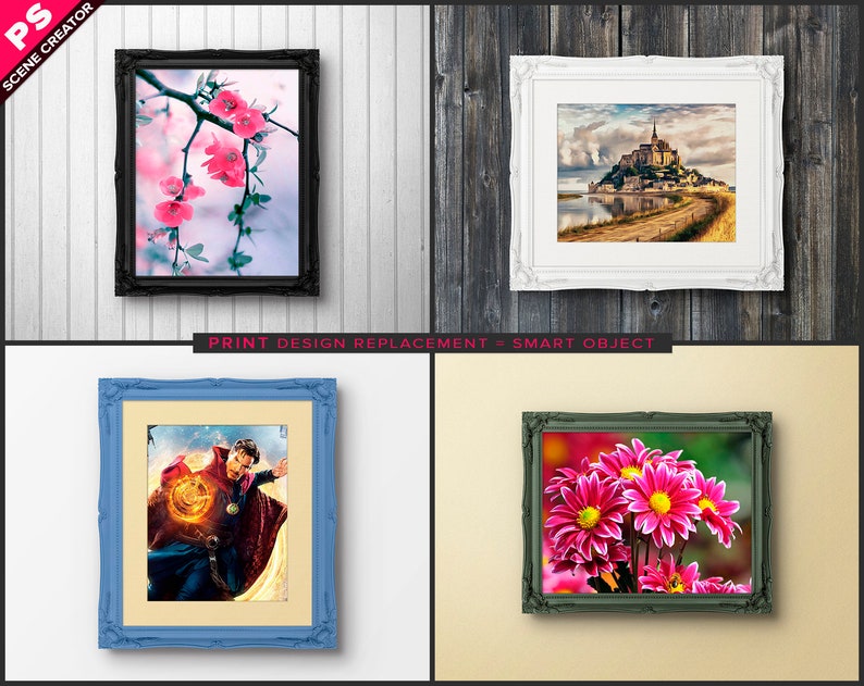 Download 11x14 Frame on Wall Photoshop Print Mockup Vertical | Etsy