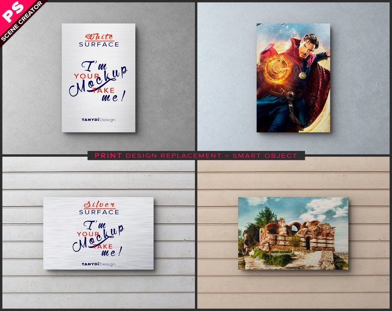 Download Metal Print on Wall Photoshop Print Mockup 8x12 Vertical | Etsy