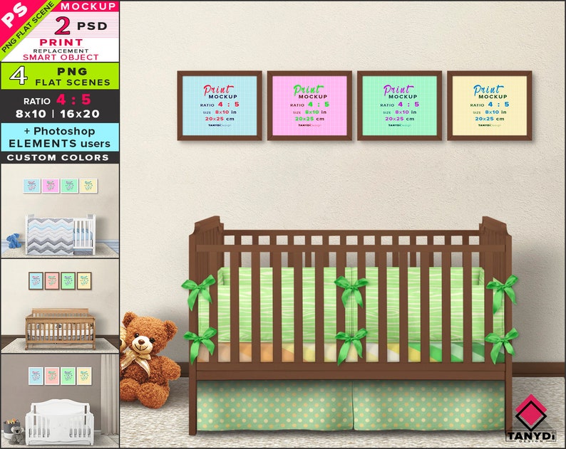 8x10 Frame On Nursery Wall Photoshop Print Mockup 4 Png Etsy
