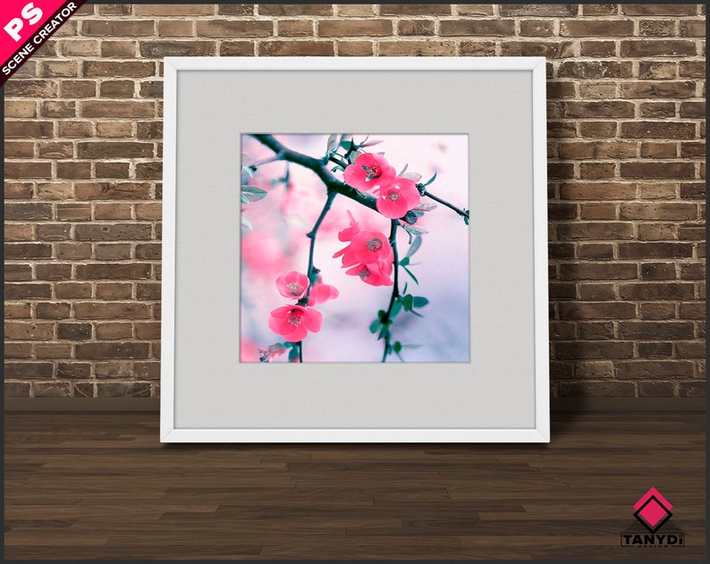 Download Square Frame on Floor Photoshop Print Mockup PNG Metal ...