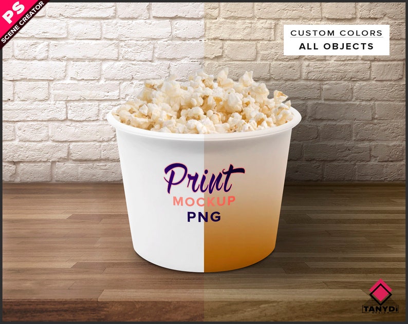 Download Popcorn Bucket Photoshop Label Mockup PNG White pot and | Etsy
