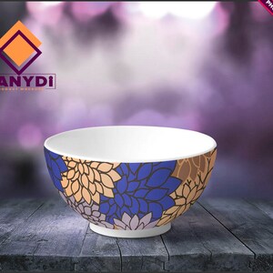 Bowl Photoshop Print Mockup, Cereal Bowl on Fabric Wood Table Top, Custom Scene Creator B2-0, Bowl set on table, Smart object Custom color image 5