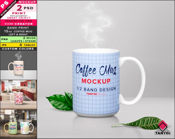 Coffee Mug 15oz Photoshop Print Mockup M10 Png White Right Etsy