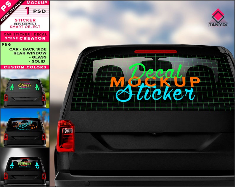 Download Decal on Black Car Rear Window Photoshop Sticker Mockup | Etsy