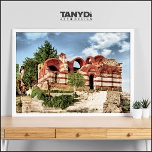 Ancient Church Old Nessebar, Bulgaria Landscape Travel Art, Ancient City Scenery, Art Poster & Painting, UNESCO Site, European Art Decor