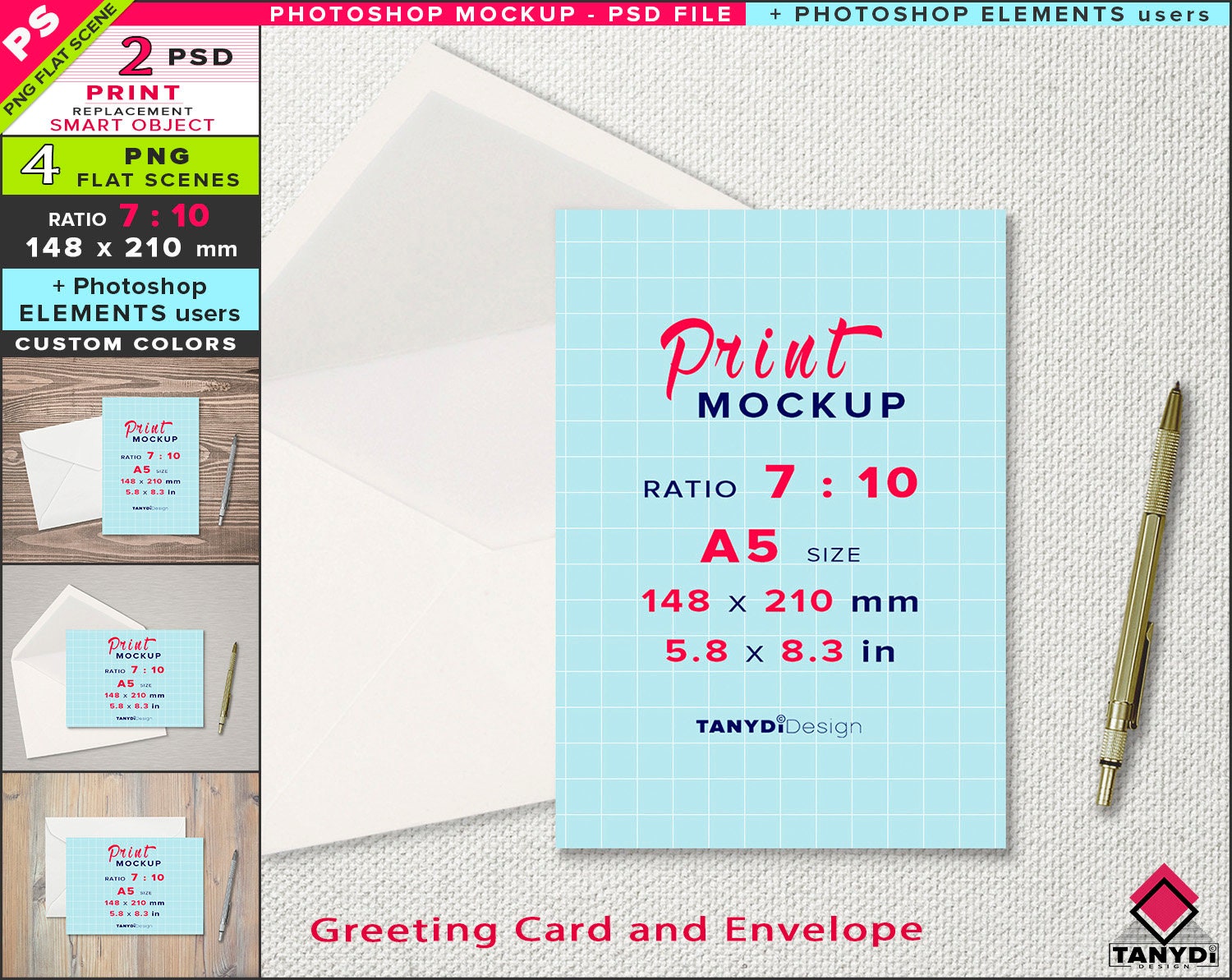 A5 Greeting Card 148x210mm Photoshop Print Mockup D 0 Empty Etsy