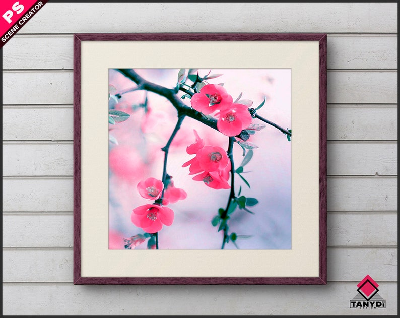 Download Square Frame on Wall Photoshop Print Mockup PNG Wood frame ...