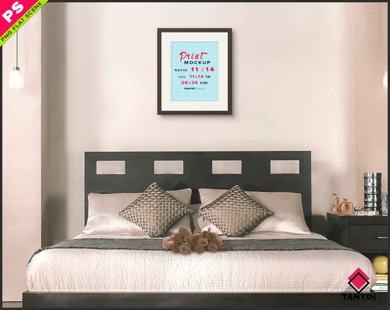 Download 11x14 Frame on Bedroom Wall Photoshop Print Mockup 4 PNG ...