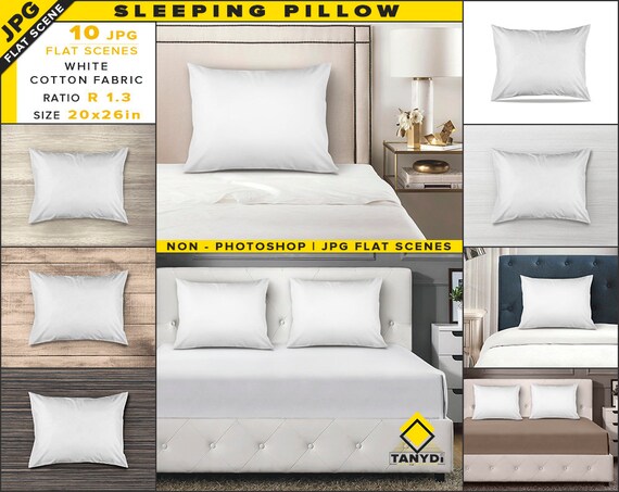 20x26 Blank Sleeping Pillow On Bed And Table 10 Jpg Mockup Etsy