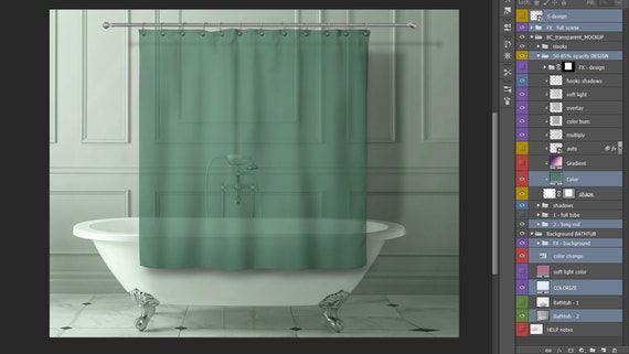 Tenda da doccia per vasca da bagno quadrata, solida e trasparente,  Photoshop Photopea Mockup S-2, cane in una vasca da bagno, ganci per tende,  tubo e asta in metallo -  Italia