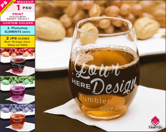 Juice Glass On Table Photoshop Print Mockup Red Orange Etsy
