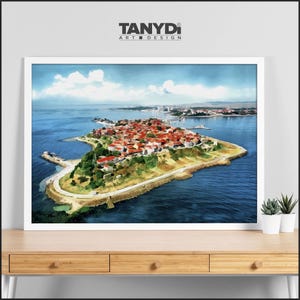 Island of Old Nessebar, Ancient City Scenery, Bulgaria Landscape Travel Art, Art Poster & Painting, UNESCO Site, European Art Decor td04