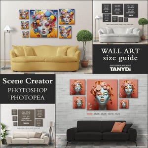 10 Square Canvas Wall Art Size Guide, 40x40 36x36 30x30 24x24 20x20 18x1816x16 12x12 10x10, Photoshop Photopea Mockup, Living Room Interior