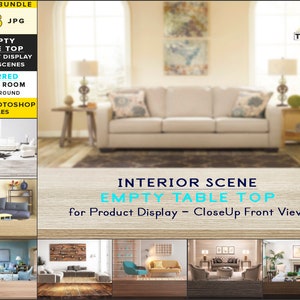 Download Empty Table Top Jpg Bundle 8 Jpg Living Room Interior Scenes Etsy PSD Mockup Templates