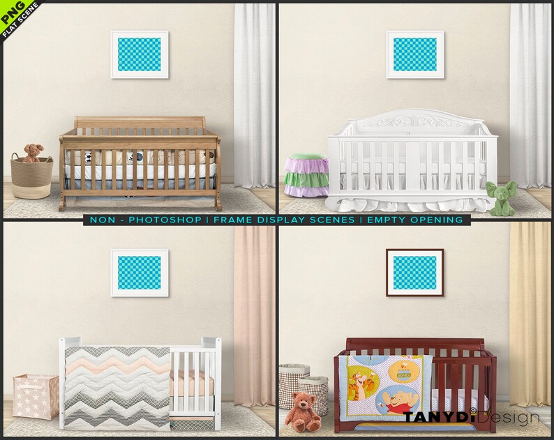 11x14 Blank Frame on Nursery Wall 8 PNG Interior crib scenes Etsy