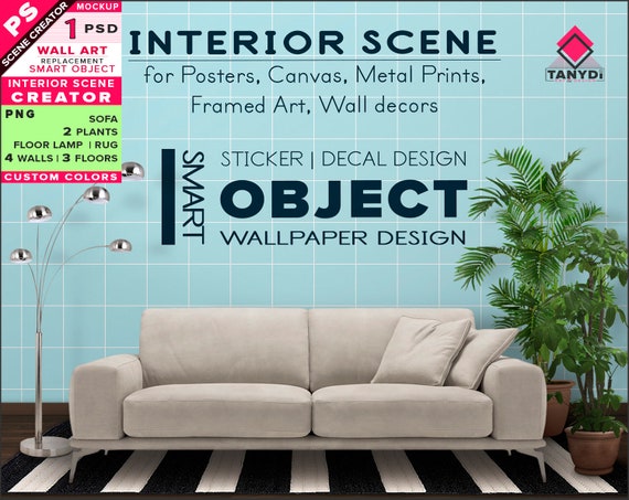 Download Living Room Interior Scene Creator Sc 1 Modern Sofa Plants Etsy PSD Mockup Templates