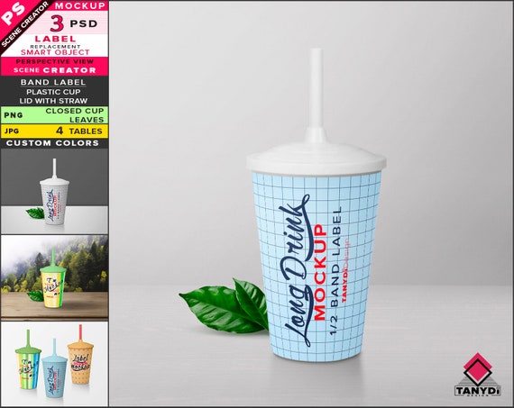 Download Long Drink Plastic Cup Photoshop Label Mockup Png White Etsy
