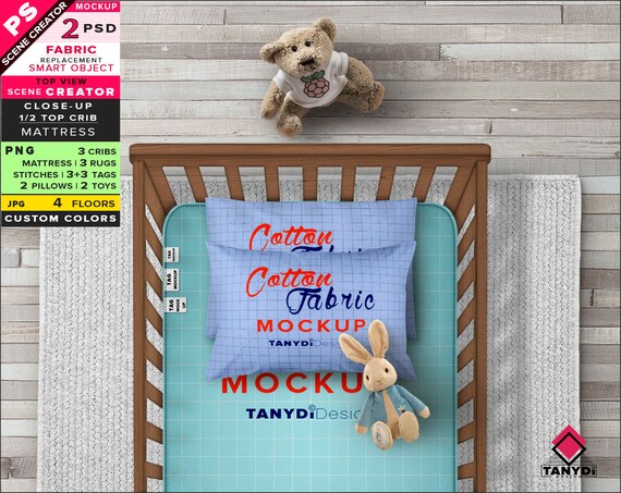 Crib Bedding Mattress Photoshop Fabric Mockup Png Top Half Etsy