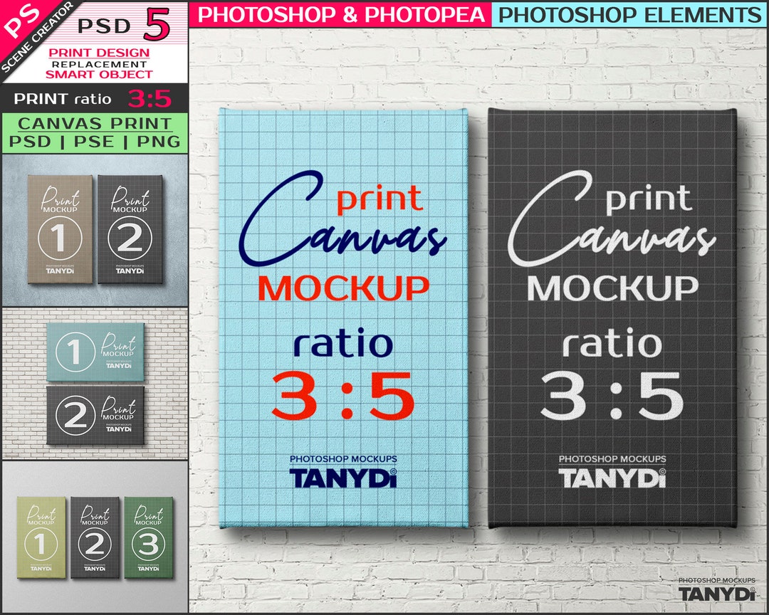 Set of 2 & 3 Stretched Canvas on Wall, 12x20 18x30 24x40, Photoshop ...