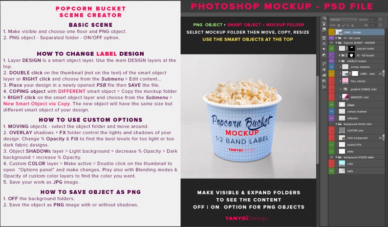 Download Popcorn Bucket Photoshop Label Mockup PNG White pot and | Etsy