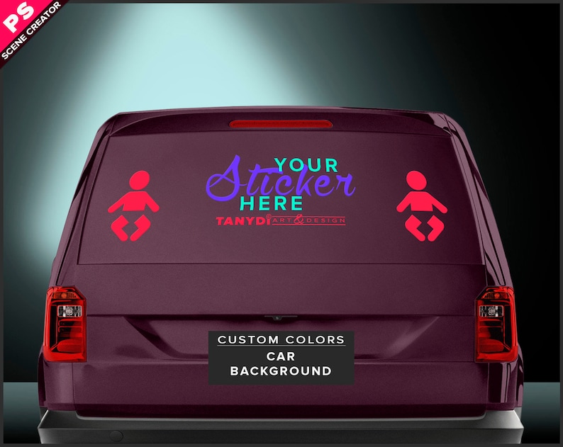 Download Decal on Black Car Rear Window Photoshop Sticker Mockup | Etsy