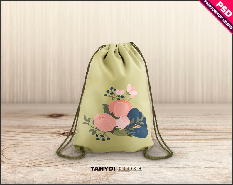Download Drawstring Backpack on floor Photoshop fabric mockup ...