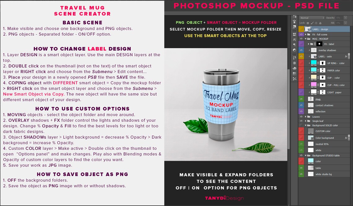 Download Travel Mug Photoshop Label Mockup PNG Metal thermo mug with a | Etsy