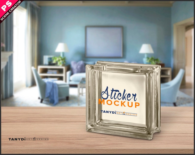 Download Decorative Glass Block Photoshop Sticker Mockup Block on ...