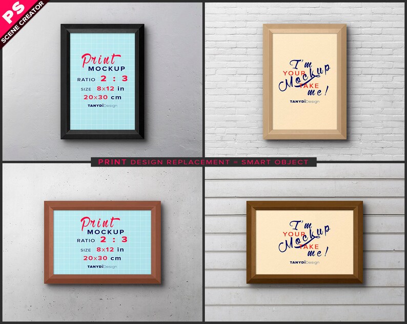 8x12 Frame on Wall Print Mockup Vertical Etsy