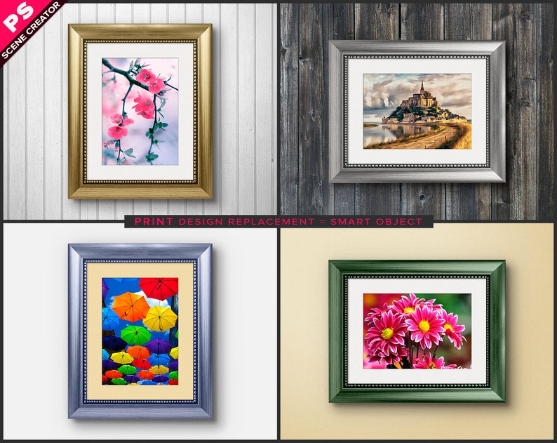 A4 Frame on Wall Print Mockup Vertical Horizontal Etsy