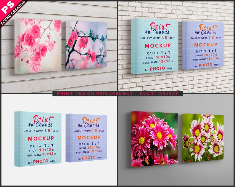 Gallery Wrap Canvas Print Mockup 10x10in 1.5