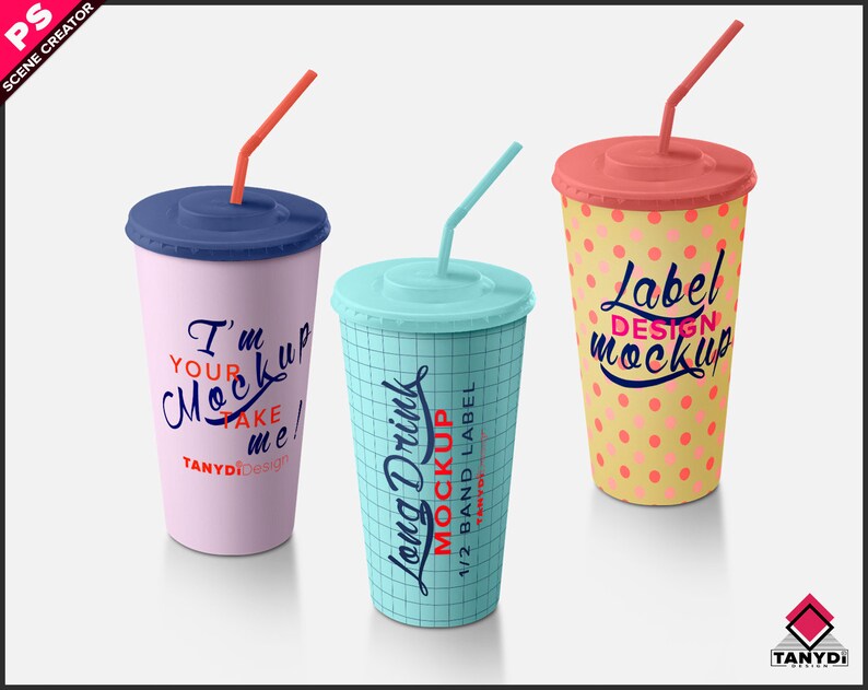 Download Long drink plastic cup Photoshop Label Mockup PNG White | Etsy