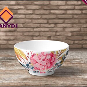 Bowl Photoshop Print Mockup, Cereal Bowl on Fabric Wood Table Top, Custom Scene Creator B2-0, Bowl set on table, Smart object Custom color image 4