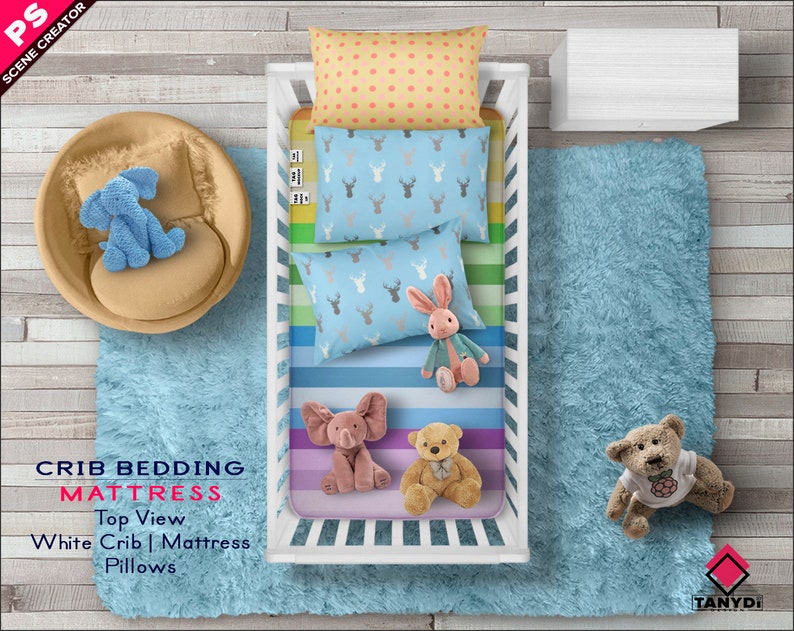 Download Crib Bedding Mattress Photoshop Fabric Mockup PNG Top ...