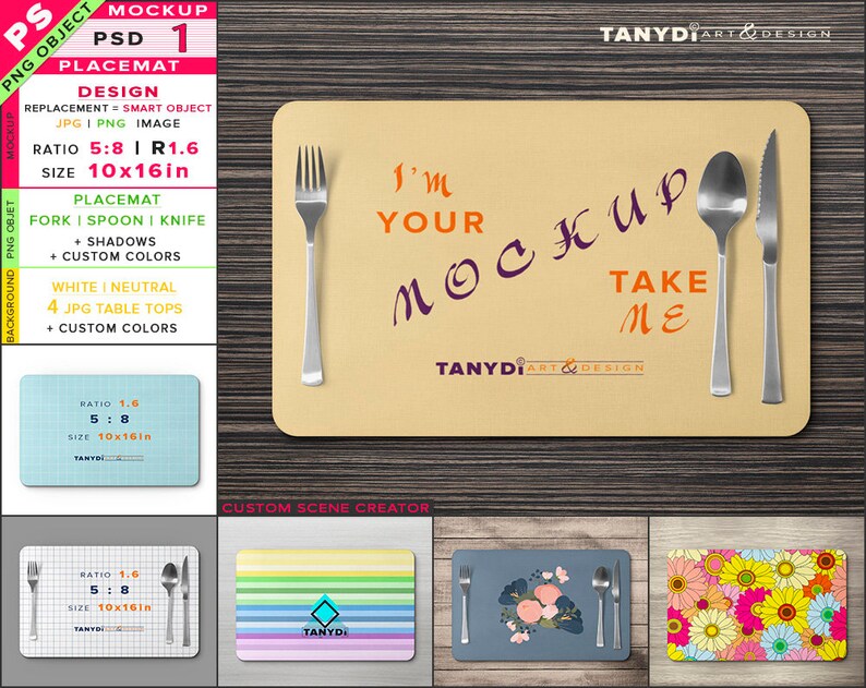 Download Rounded Corners Photoshop Mockup 10x16 Placemat And Cutlery On A Table Kitchen Dining Home Living 330 Co Il
