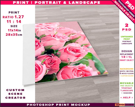 11x14 Unframed Print Photoshop Print Mockup Perspective Etsy