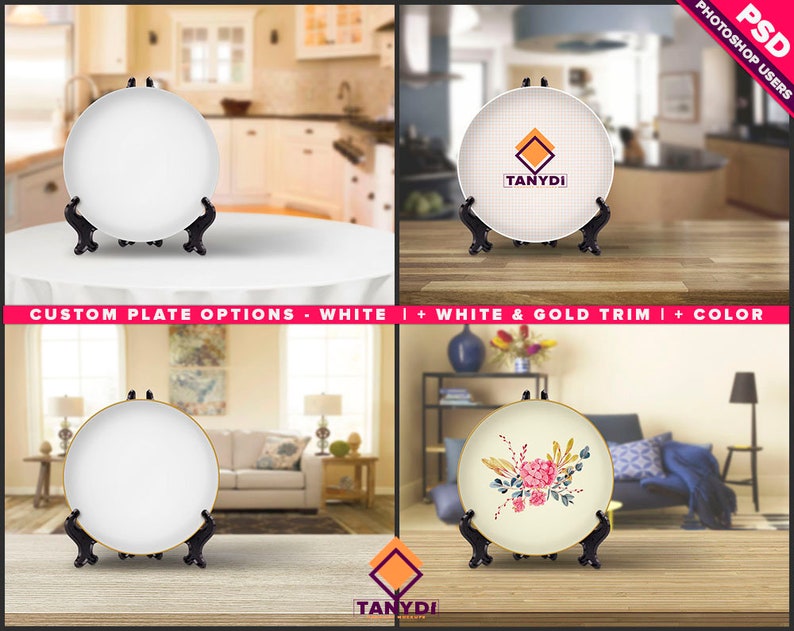 Download Dinner Plate Photoshop Print Mockup P4-4 Custom Scene Creator | Etsy
