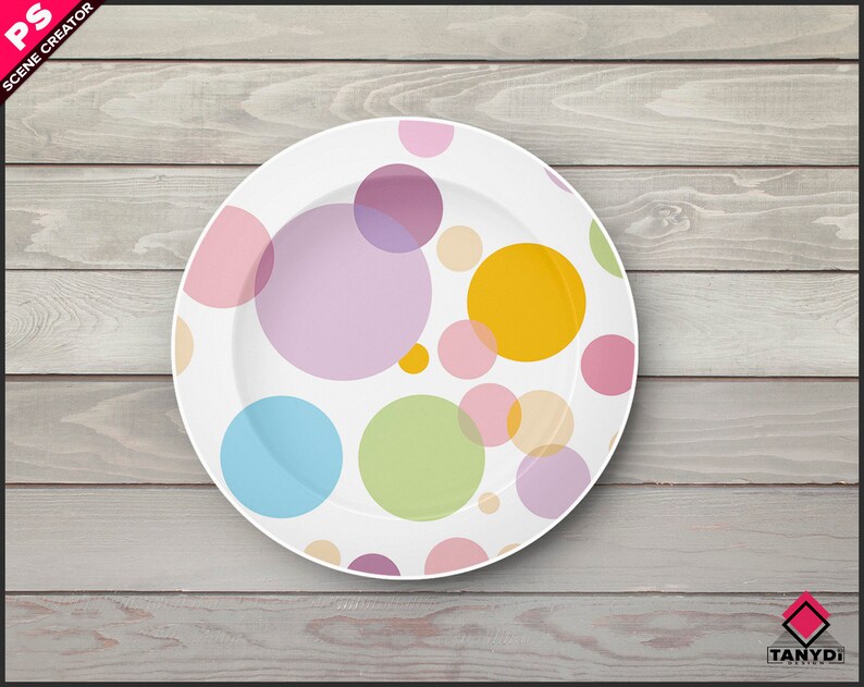 Dinner Plate Print Mockup PNG White round plate